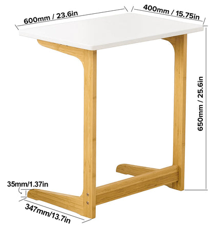 Forevich Bamboo Modern Tv Trays Table for Eating, Wood Couch Table End Snack Desk Sofa Side Table