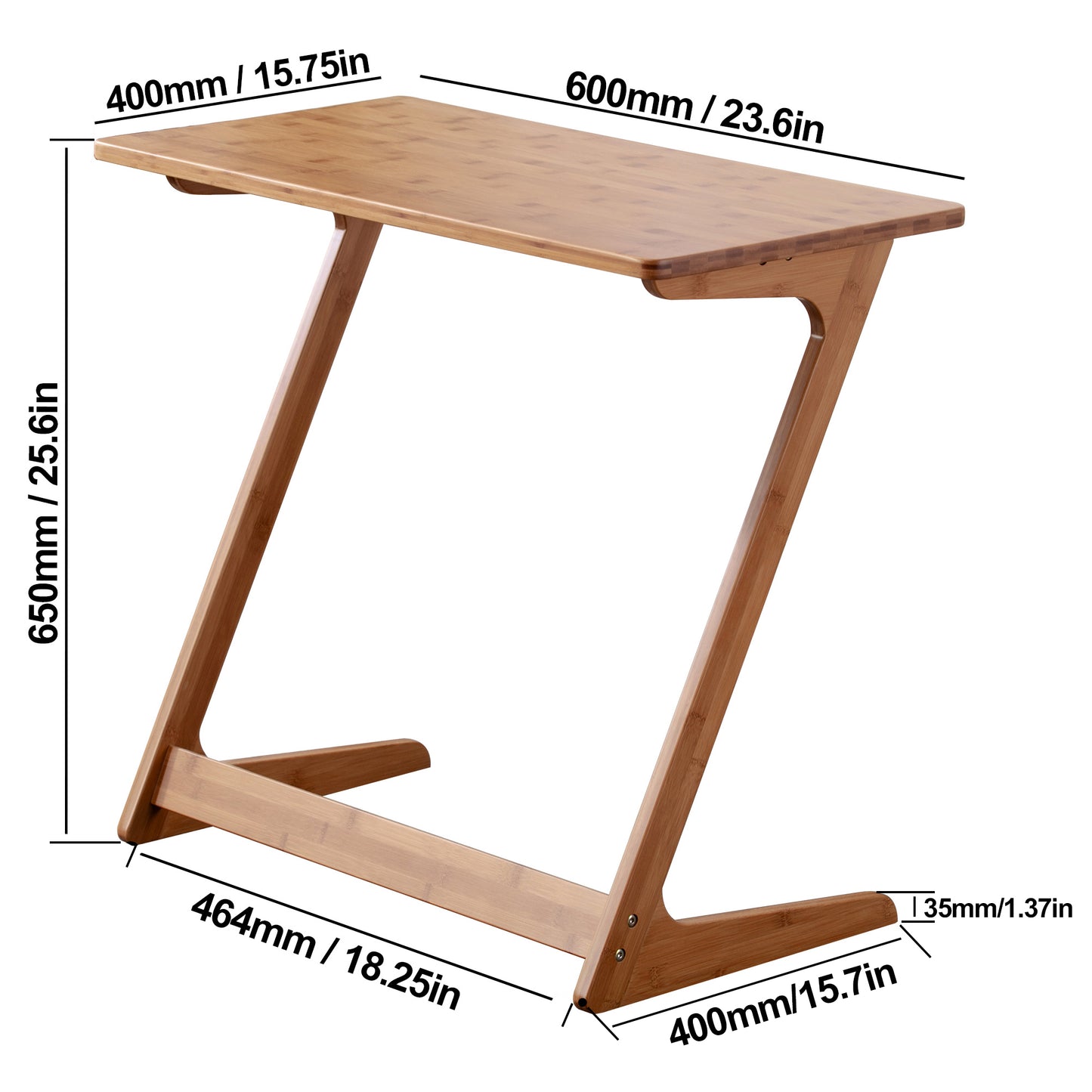 Forevich Bamboo Modern Tv Trays Table for Eating, Wood Couch Table End Snack Desk Sofa Side Table