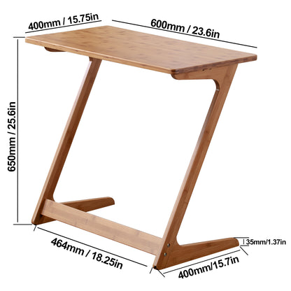 Forevich Bamboo Modern Tv Trays Table for Eating, Wood Couch Table End Snack Desk Sofa Side Table