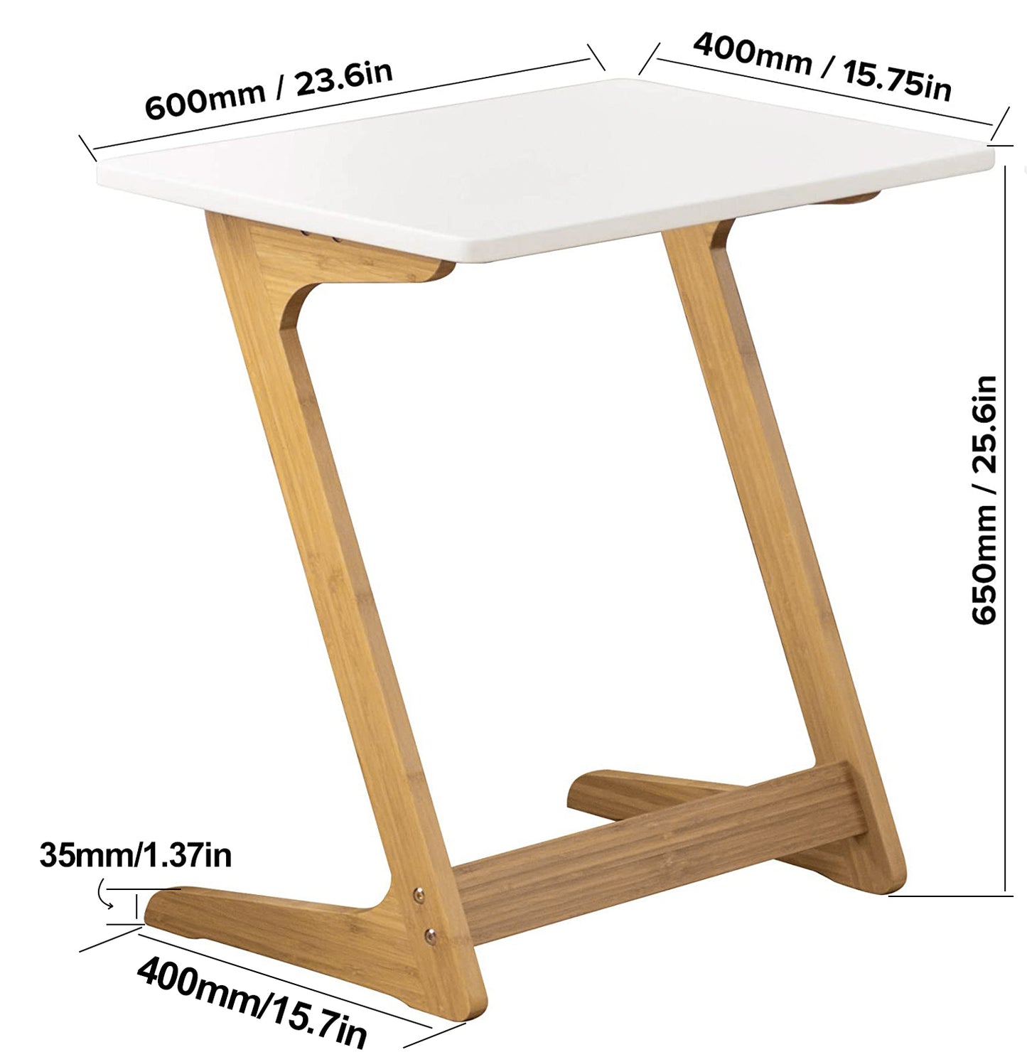 Forevich Bamboo Modern Tv Trays Table for Eating, Wood Couch Table End Snack Desk Sofa Side Table